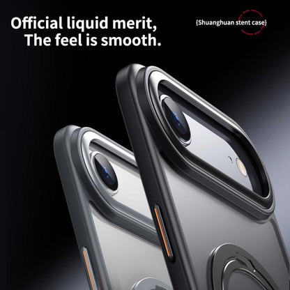 For iPhone Air Double Ring MagSafe Magnetic Holder Phone Case(Matte Black) - iPhone Air Cases by buy2fix | Online Shopping UK | buy2fix