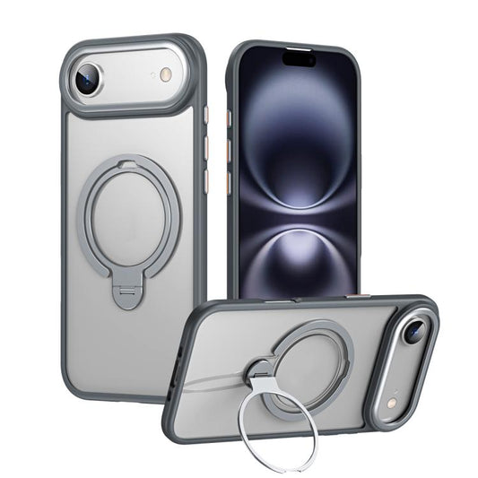 For iPhone Air Double Ring MagSafe Magnetic Holder Phone Case(Matte Grey) - iPhone Air Cases by buy2fix | Online Shopping UK | buy2fix