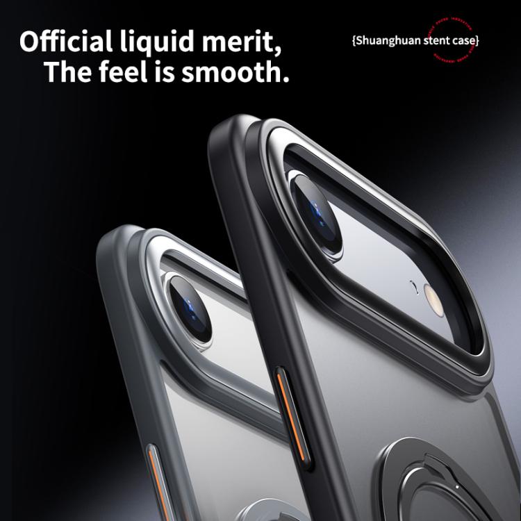 For iPhone Air Double Ring MagSafe Magnetic Holder Phone Case(Matte Grey) - iPhone Air Cases by buy2fix | Online Shopping UK | buy2fix