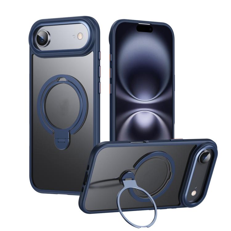 For iPhone Air Double Ring MagSafe Magnetic Holder Phone Case(Matte Blue) - iPhone Air Cases by buy2fix | Online Shopping UK | buy2fix