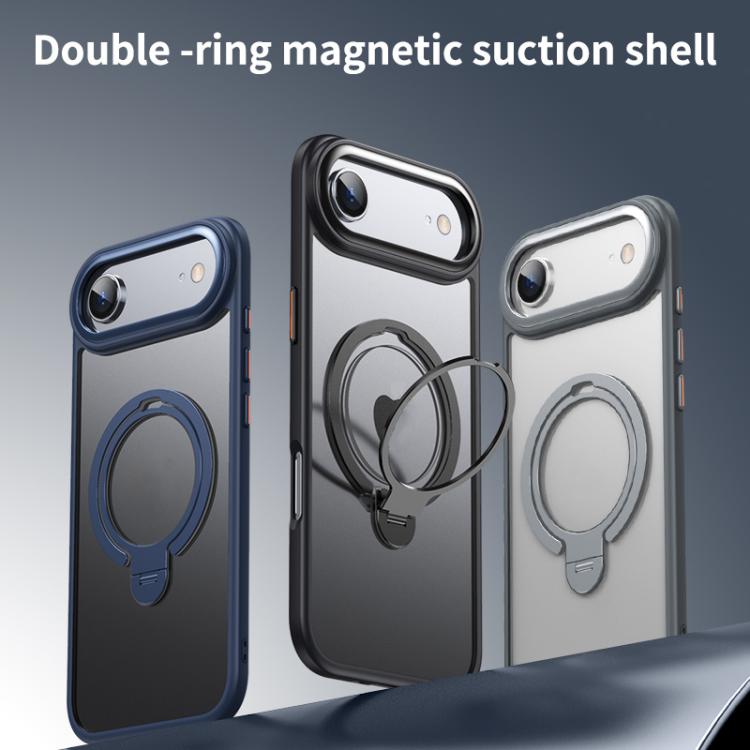 For iPhone Air Double Ring MagSafe Magnetic Holder Phone Case(Matte Blue) - iPhone Air Cases by buy2fix | Online Shopping UK | buy2fix