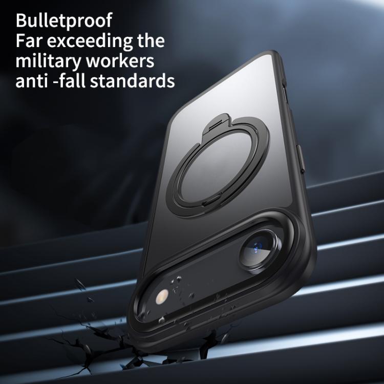 For iPhone Air Double Ring MagSafe Magnetic Holder Phone Case(Matte Blue) - iPhone Air Cases by buy2fix | Online Shopping UK | buy2fix