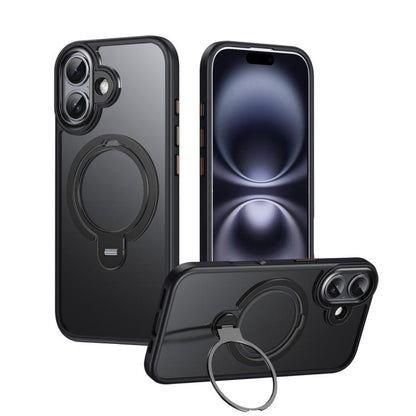 For iPhone 17 Double Ring MagSafe Magnetic Holder Phone Case(Matte Black) - iPhone 17 Cases by buy2fix | Online Shopping UK | buy2fix