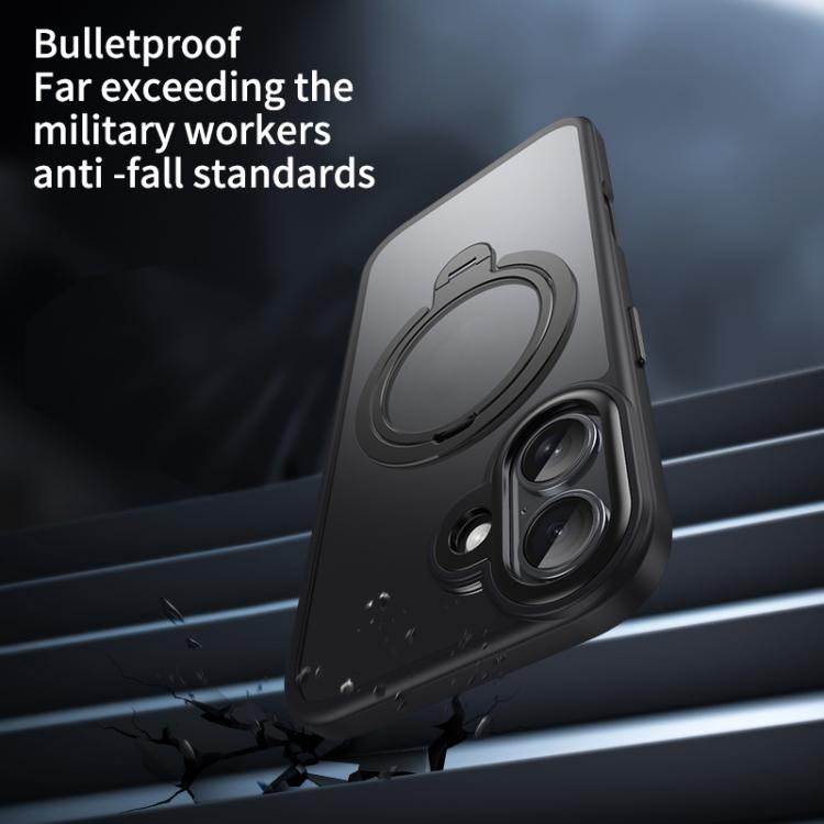 For iPhone 17 Double Ring MagSafe Magnetic Holder Phone Case(Matte Blue) - iPhone 17 Cases by buy2fix | Online Shopping UK | buy2fix