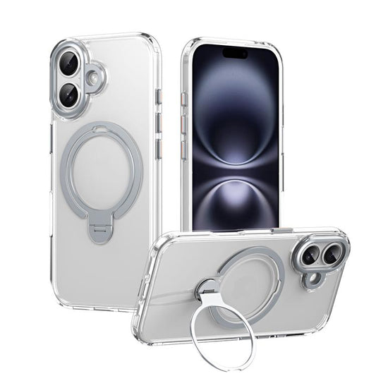 For iPhone 17 Double Ring MagSafe Magnetic Holder Phone Case(Transparent) - iPhone 17 Cases by buy2fix | Online Shopping UK | buy2fix