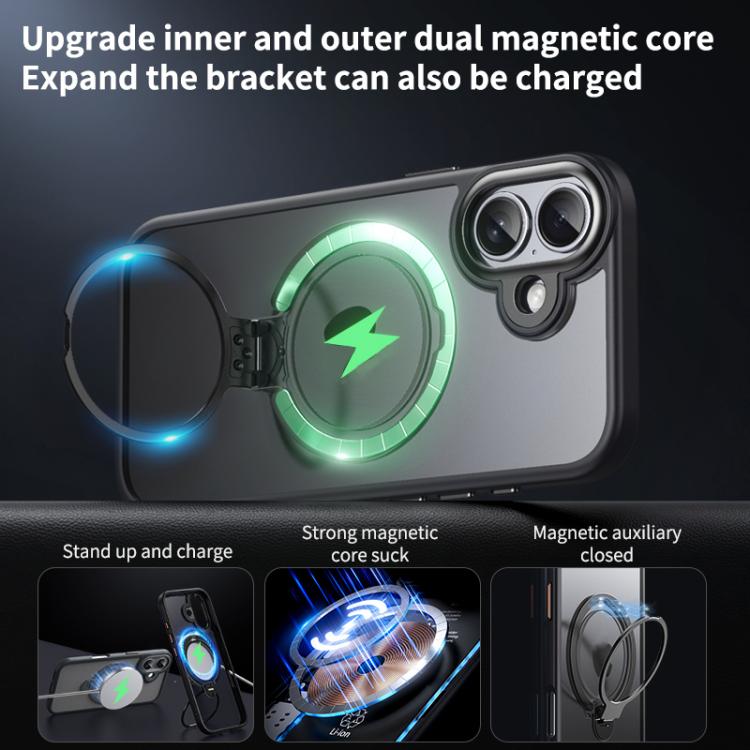 For iPhone 17 Double Ring MagSafe Magnetic Holder Phone Case(Transparent) - iPhone 17 Cases by buy2fix | Online Shopping UK | buy2fix