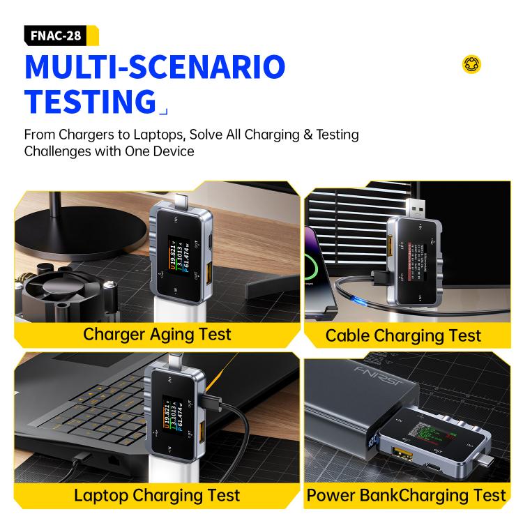 Fnirsi FNAC-28 Multi-function Type-C & USB Professional Grade Ripple Monitoring Tester - Current & Voltage Tester by FNIRSI | Online Shopping UK | buy2fix