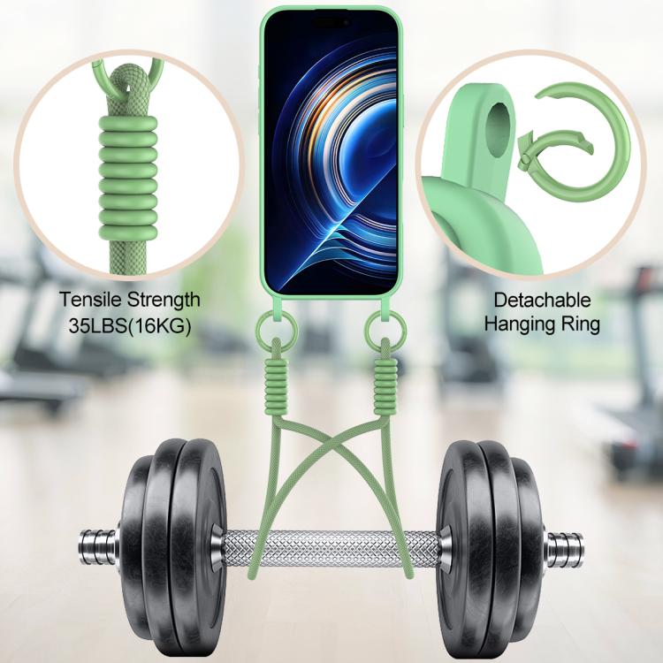 For iPhone Air Integrated Card Bag Solid Color Liquid Silicone Phone Case Gen2 with Short Lanyard(Green) - iPhone Air Cases by buy2fix | Online Shopping UK | buy2fix