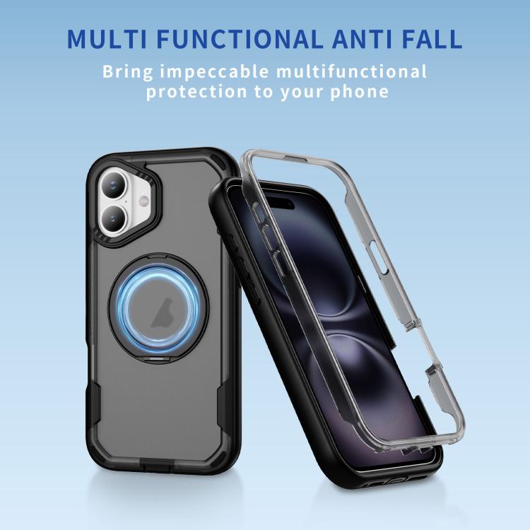 For iPhone 17 Defend Rugged Gear Holder MagSafe Phone Case(Black + Transparent Grey) - iPhone 17 Cases by buy2fix | Online Shopping UK | buy2fix