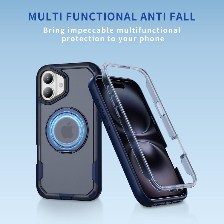 For iPhone 17 Defend Rugged Gear Holder MagSafe Phone Case(Blue + Transparent Blue) - iPhone 17 Cases by buy2fix | Online Shopping UK | buy2fix