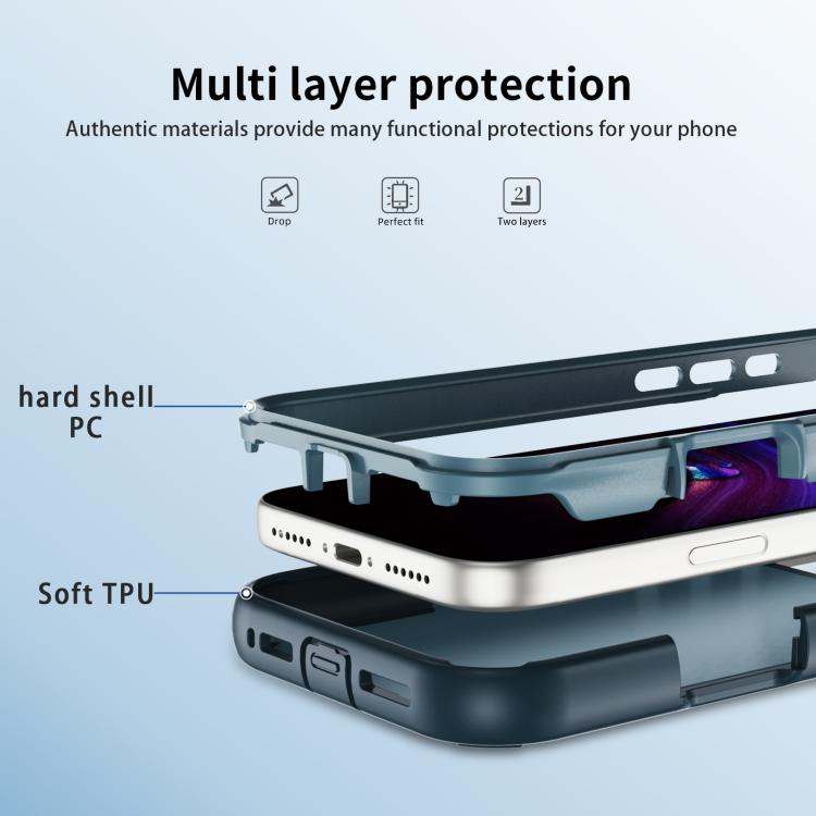 For iPhone 17 Pro Defend Rugged Gear Holder MagSafe Phone Case(Royal Blue + Blue) - iPhone 17 Pro Cases by buy2fix | Online Shopping UK | buy2fix