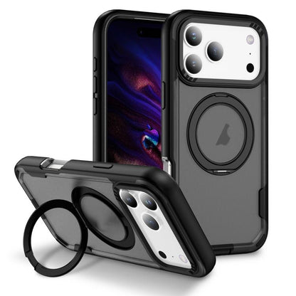 For iPhone 17 Pro Defend Rugged Gear Holder MagSafe Phone Case(Black + Transparent Grey) - iPhone 17 Pro Cases by buy2fix | Online Shopping UK | buy2fix
