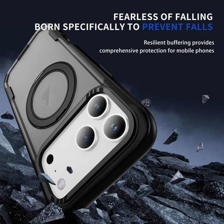 For iPhone 17 Pro Defend Rugged Gear Holder MagSafe Phone Case(Black + Transparent Grey) - iPhone 17 Pro Cases by buy2fix | Online Shopping UK | buy2fix