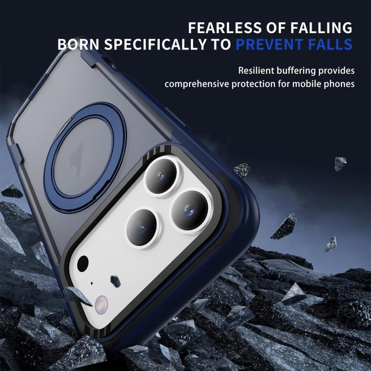 For iPhone 17 Pro Defend Rugged Gear Holder MagSafe Phone Case(Blue + Transparent Blue) - iPhone 17 Pro Cases by buy2fix | Online Shopping UK | buy2fix