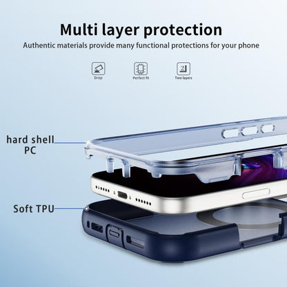 For iPhone 17 Pro Defend Rugged Gear Holder MagSafe Phone Case(Blue + Transparent Blue) - iPhone 17 Pro Cases by buy2fix | Online Shopping UK | buy2fix