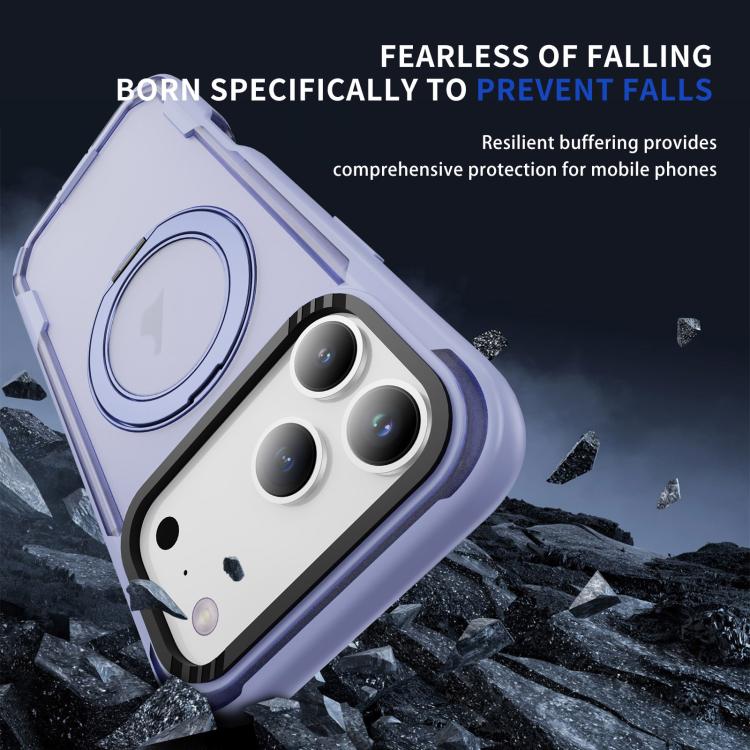 For iPhone 17 Pro Defend Rugged Gear Holder MagSafe Phone Case(Light Purple + Transparent Purple) - iPhone 17 Pro Cases by buy2fix | Online Shopping UK | buy2fix