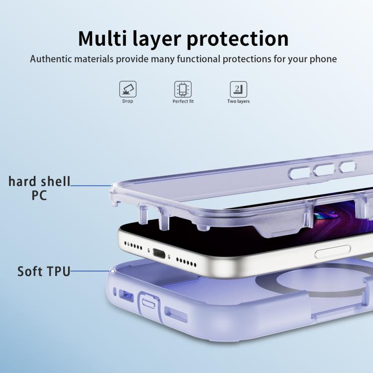 For iPhone 17 Pro Defend Rugged Gear Holder MagSafe Phone Case(Light Purple + Transparent Purple) - iPhone 17 Pro Cases by buy2fix | Online Shopping UK | buy2fix