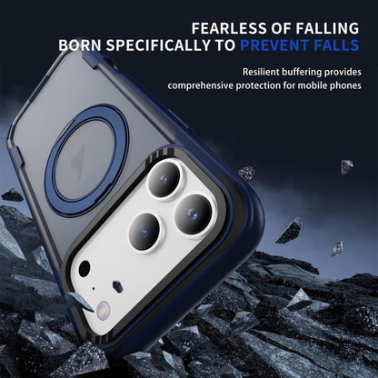 For iPhone 17 Pro Max Defend Rugged Gear Holder MagSafe Phone Case(Blue + Transparent Blue) - iPhone 17 Pro Max Cases by buy2fix | Online Shopping UK | buy2fix