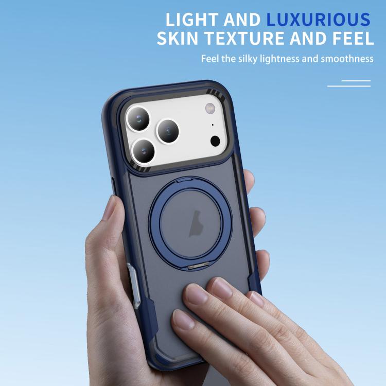 For iPhone 17 Pro Max Defend Rugged Gear Holder MagSafe Phone Case(Blue + Transparent Blue) - iPhone 17 Pro Max Cases by buy2fix | Online Shopping UK | buy2fix