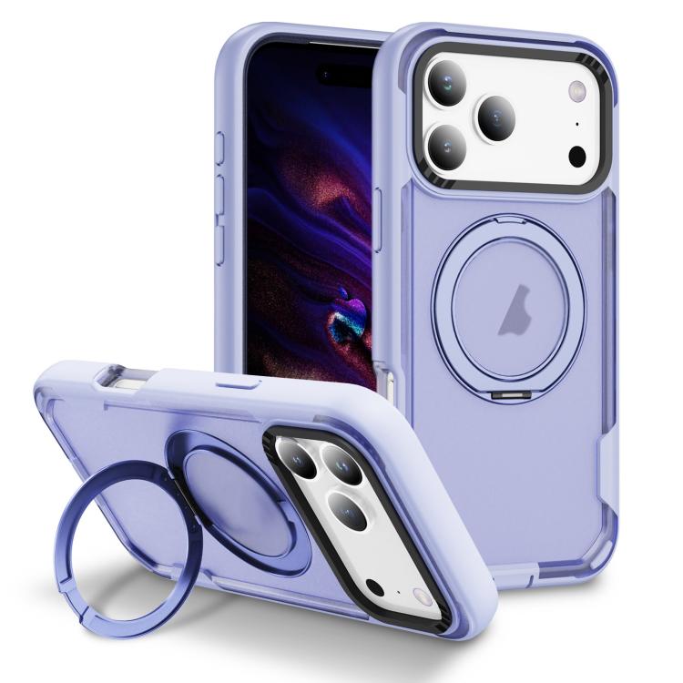 For iPhone 17 Pro Max Defend Rugged Gear Holder MagSafe Phone Case(Light Purple + Transparent Purple) - iPhone 17 Pro Max Cases by buy2fix | Online Shopping UK | buy2fix