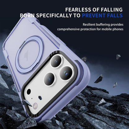 For iPhone 17 Pro Max Defend Rugged Gear Holder MagSafe Phone Case(Light Purple + Transparent Purple) - iPhone 17 Pro Max Cases by buy2fix | Online Shopping UK | buy2fix