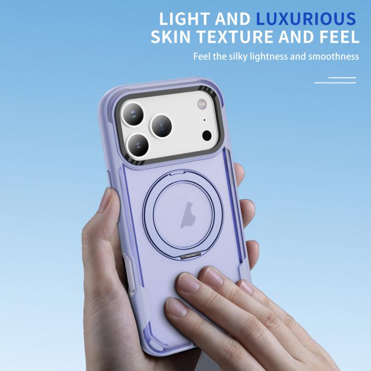 For iPhone 17 Pro Max Defend Rugged Gear Holder MagSafe Phone Case(Light Purple + Transparent Purple) - iPhone 17 Pro Max Cases by buy2fix | Online Shopping UK | buy2fix