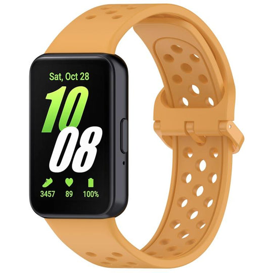 For Samsung Galaxy Fit3 xDfind Colorful Buckle Solid Color Breathable Silicone Watch Band(Yellow)