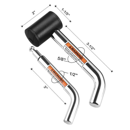 5/8 inch and 1/2 inch Car American Towing Hitch Metal Lock(Silver Black) - Towing Bars by buy2fix | Online Shopping UK | buy2fix