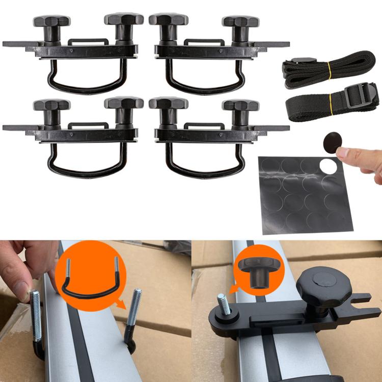 Car Roof Luggage Box Fixing Installation Accessories Roof U-bolt U-hook Clamp Kit(Black) - Roof Racks by buy2fix | Online Shopping UK | buy2fix