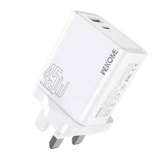 UK Plug WK WP-U64 45W Kinkong Flash Charge USB+Type-C Port Fast Charger