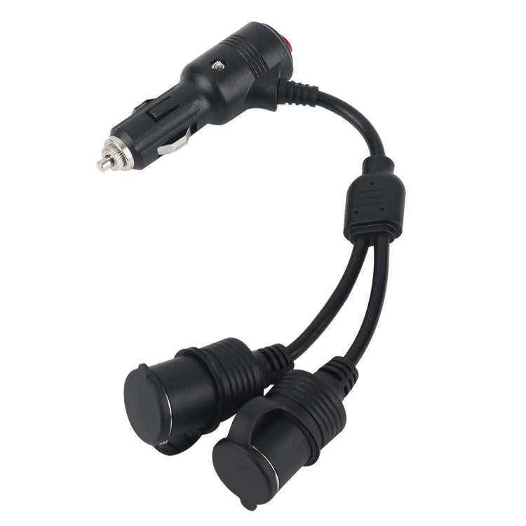 12V-24V 2 in 1 Car Cigarette Lighter Extension Cable with Switch, Length:0.2m(Black) - Cigar Socket by buy2fix | Online Shopping UK | buy2fix