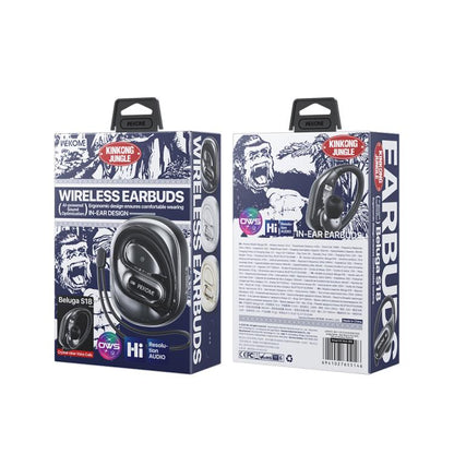 WK Beluga S18 Jungle Series Star Ring In-Ear OWS Clip-on Wireless Earbuds(Black) - TWS Earphone by WK | Online Shopping UK | buy2fix