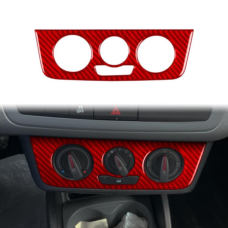 Carbon Fiber Car Air Conditioner Switch Panel A Decorative Sticker for SEAT Ibiza 2009-2014, Left and Right Driver(Red) - Car Interior Mouldings by buy2fix | Online Shopping UK | buy2fix