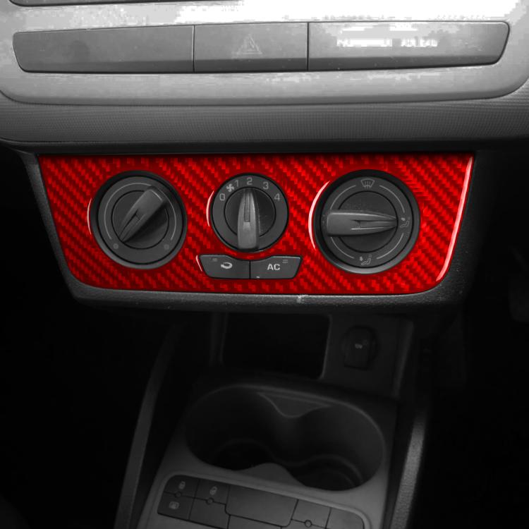 Carbon Fiber Car Air Conditioner Switch Panel A Decorative Sticker for SEAT Ibiza 2009-2014, Left and Right Driver(Red) - Car Interior Mouldings by buy2fix | Online Shopping UK | buy2fix
