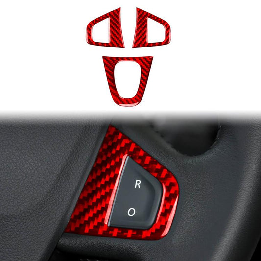 3pcs/Set Carbon Fiber Car Steering Wheel Buttons Decorative Sticker for Renault Fluence 2009-2017 / Megane 2008-2016, Left and Right Driver(Red) - Car Interior Mouldings by buy2fix | Online Shopping UK | buy2fix