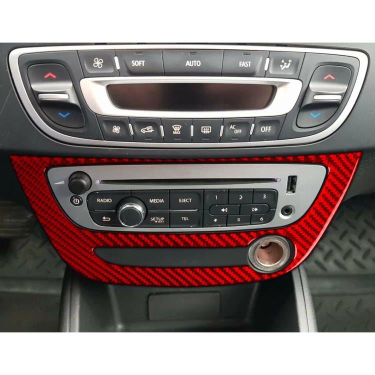 Carbon Fiber Car Air Conditioner Panel A Decorative Sticker for Renault Fluence 2009-2017 / Megane 2008-2016, Left and Right Driver(Red) - Car Interior Mouldings by buy2fix | Online Shopping UK | buy2fix
