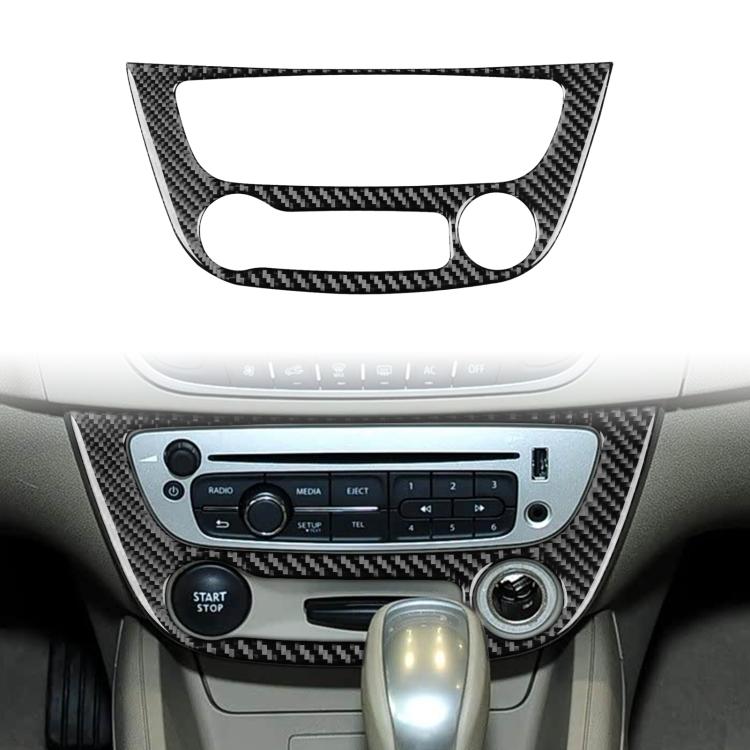 Carbon Fiber Car Air Conditioner Panel B Decorative Sticker for Renault Fluence 2009-2017 / Megane 2008-2016, Left and Right Driver(Black) - Car Interior Mouldings by buy2fix | Online Shopping UK | buy2fix