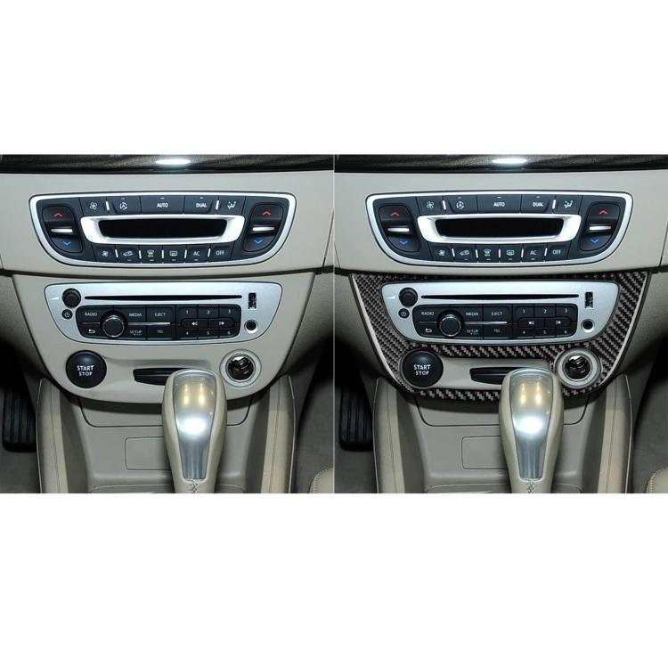 Carbon Fiber Car Air Conditioner Panel B Decorative Sticker for Renault Fluence 2009-2017 / Megane 2008-2016, Left and Right Driver(Black) - Car Interior Mouldings by buy2fix | Online Shopping UK | buy2fix