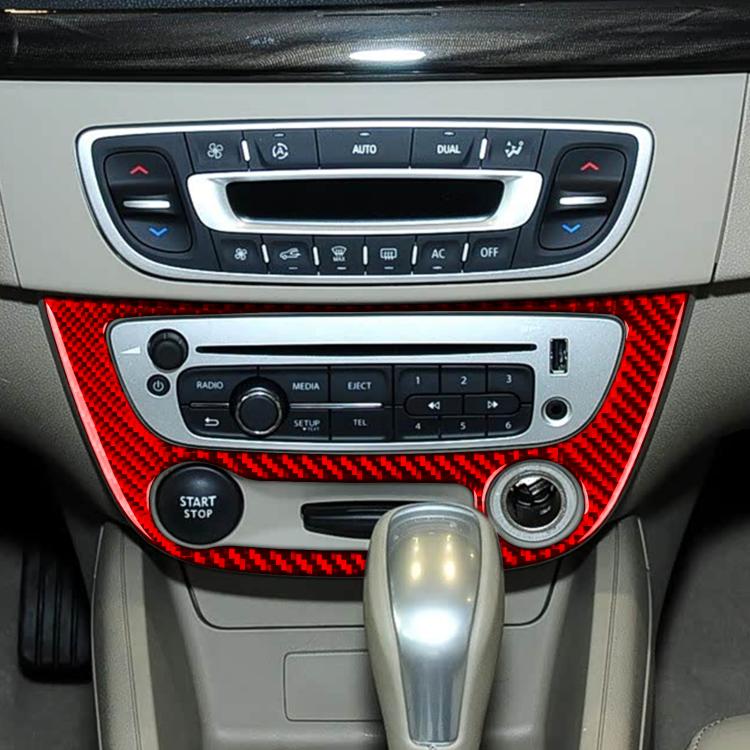 Carbon Fiber Car Air Conditioner Panel B Decorative Sticker for Renault Fluence 2009-2017 / Megane 2008-2016, Left and Right Driver(Red) - Car Interior Mouldings by buy2fix | Online Shopping UK | buy2fix