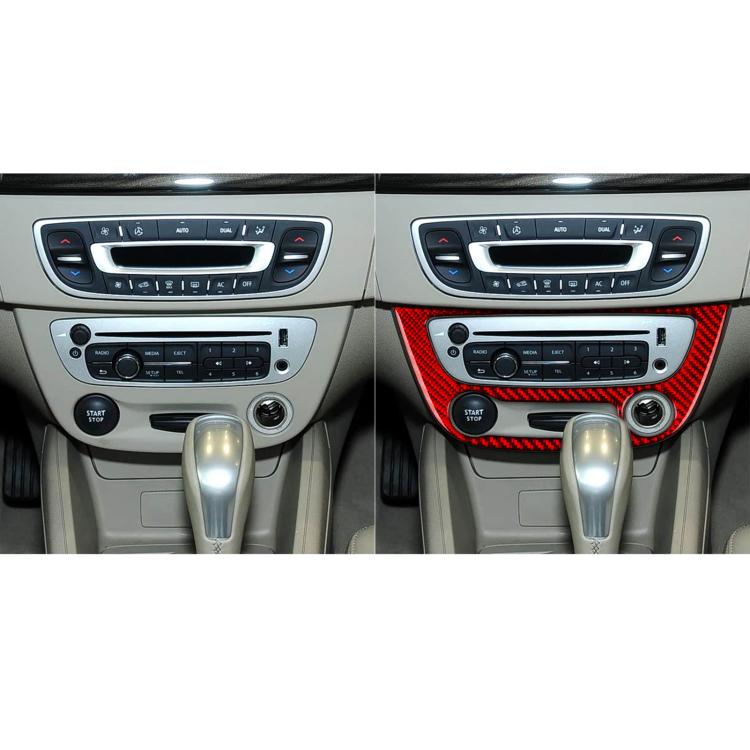 Carbon Fiber Car Air Conditioner Panel B Decorative Sticker for Renault Fluence 2009-2017 / Megane 2008-2016, Left and Right Driver(Red) - Car Interior Mouldings by buy2fix | Online Shopping UK | buy2fix