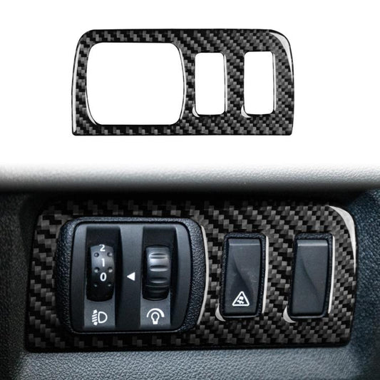 Carbon Fiber Car Headlight Button Frame Decorative Sticker for Renault Fluence 2009-2017 / Megane 2008-2016, Left and Right Driver(Black) - Car Interior Mouldings by buy2fix | Online Shopping UK | buy2fix