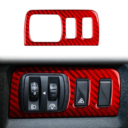 Carbon Fiber Car Headlight Button Frame Decorative Sticker for Renault Fluence 2009-2017 / Megane 2008-2016, Left and Right Driver(Red) - Car Interior Mouldings by buy2fix | Online Shopping UK | buy2fix