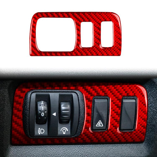 Carbon Fiber Car Headlight Button Frame Decorative Sticker for Renault Fluence 2009-2017 / Megane 2008-2016, Left and Right Driver(Red) - Car Interior Mouldings by buy2fix | Online Shopping UK | buy2fix
