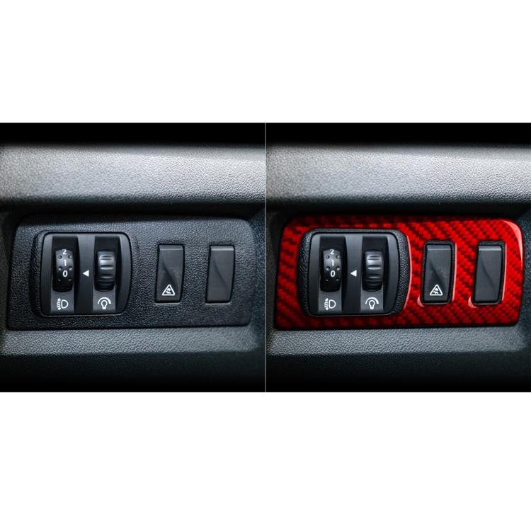Carbon Fiber Car Headlight Button Frame Decorative Sticker for Renault Fluence 2009-2017 / Megane 2008-2016, Left and Right Driver(Red) - Car Interior Mouldings by buy2fix | Online Shopping UK | buy2fix