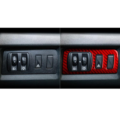 Carbon Fiber Car Headlight Button Frame Decorative Sticker for Renault Fluence 2009-2017 / Megane 2008-2016, Left and Right Driver(Red) - Car Interior Mouldings by buy2fix | Online Shopping UK | buy2fix