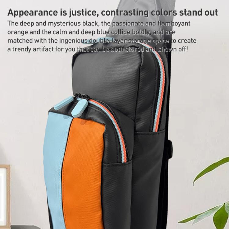 For Nintendo Switch 2 iPlay HBS-2844 Colorblock Crossbody Game Console Storage Bag(Orange Blue) - Bags by iplay | Online Shopping UK | buy2fix
