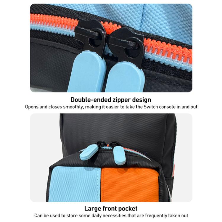 For Nintendo Switch 2 iPlay HBS-2844 Colorblock Crossbody Game Console Storage Bag(Orange Blue) - Bags by iplay | Online Shopping UK | buy2fix