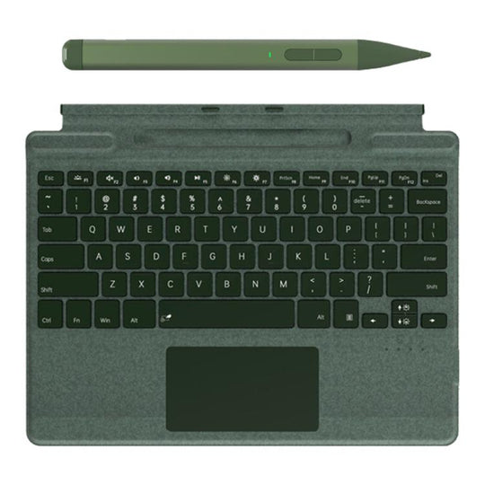 For MicroSoft Surface Pro 10 / 9 / 8 / X Magnetic Touch Backlit Bluetooth Keyboard With Pen Slot and Stylus Pen(Green)