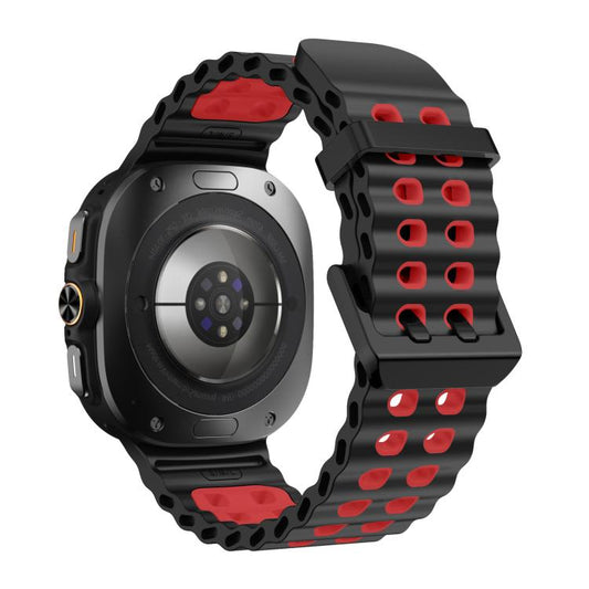 For Samsung Galaxy Watch8 / 8 Classic xDfind Black Buckle Ocean Two Color Dual-row Hole Silicone Watch Band(Black Red) - Watch Bands by xDfind | Online Shopping UK | buy2fix
