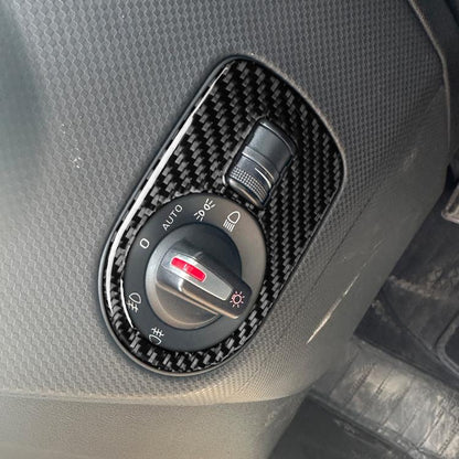 Carbon Fiber Car Headlight Switch Panel Decorative Sticker for SEAT Leon 2005-2012, Left Driver(Black) - Car Interior Mouldings by buy2fix | Online Shopping UK | buy2fix